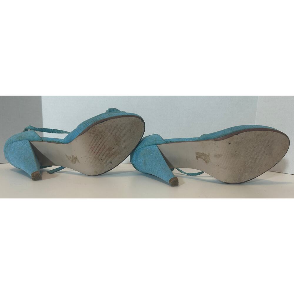 Bertinni Blue Satin Peep-Toe Heels with Floral Detail Size 9 - Picture 6 of 6